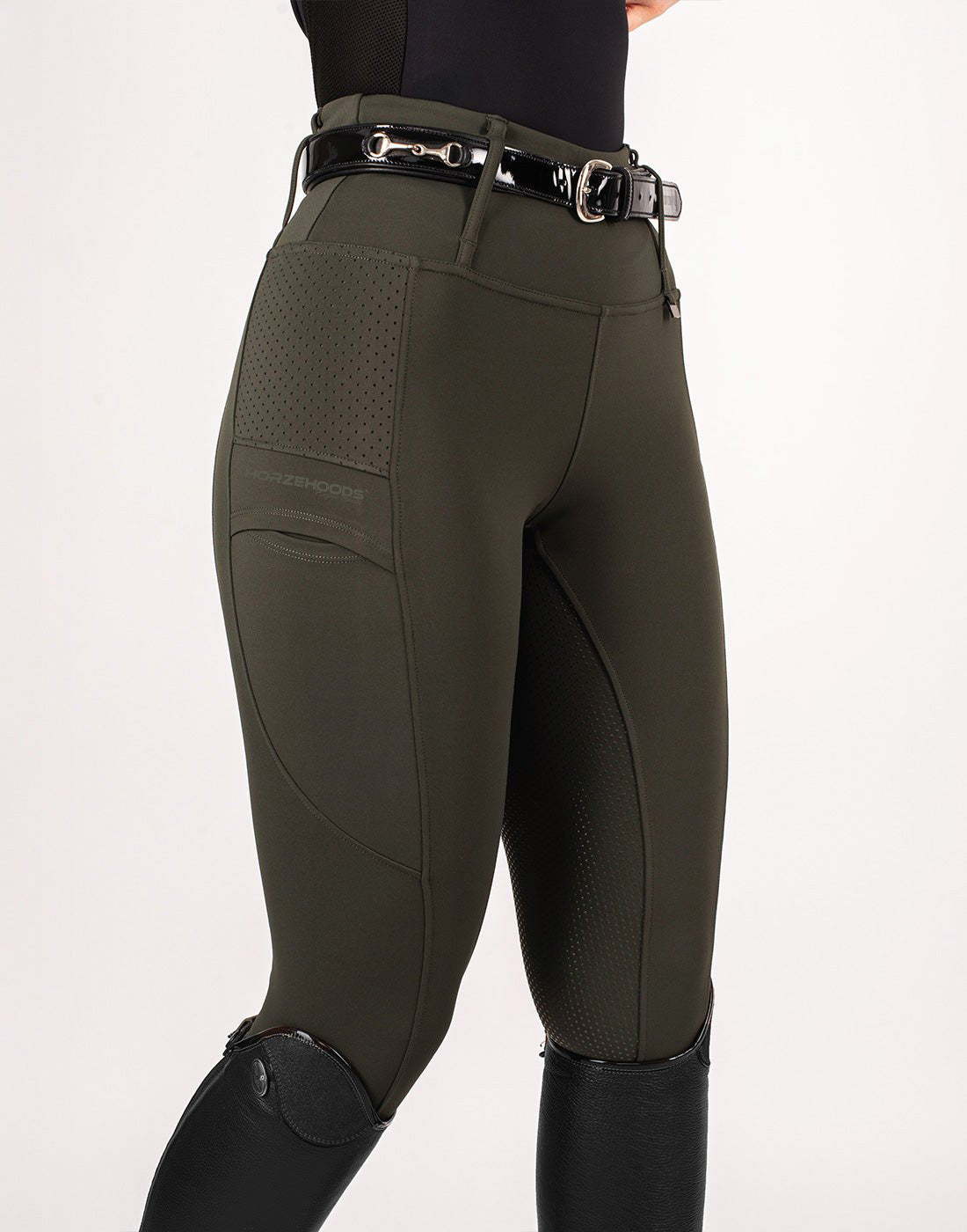 HORZEHOODS® Heritage Green V-Seam Air2 Riding Leggings - Breathable Equestrian Tights (despatch 15 September)