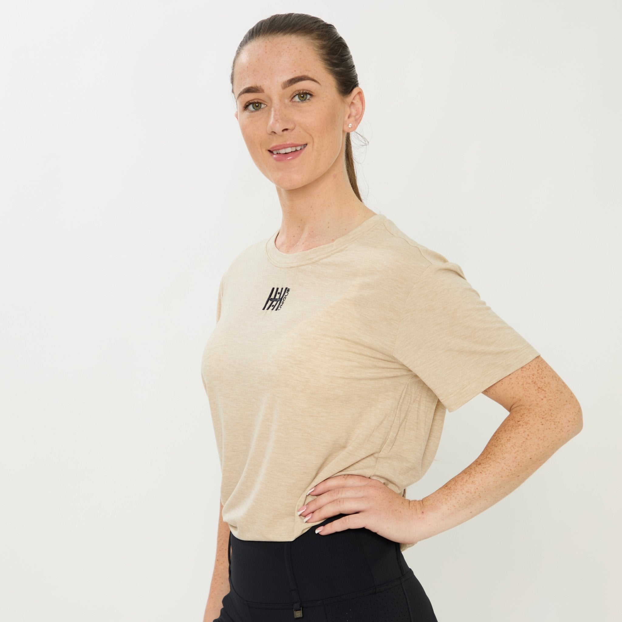 HORZEHOODS® Khaki Cream Merino Mix Basicz Tee - Horzehoods5056725021894