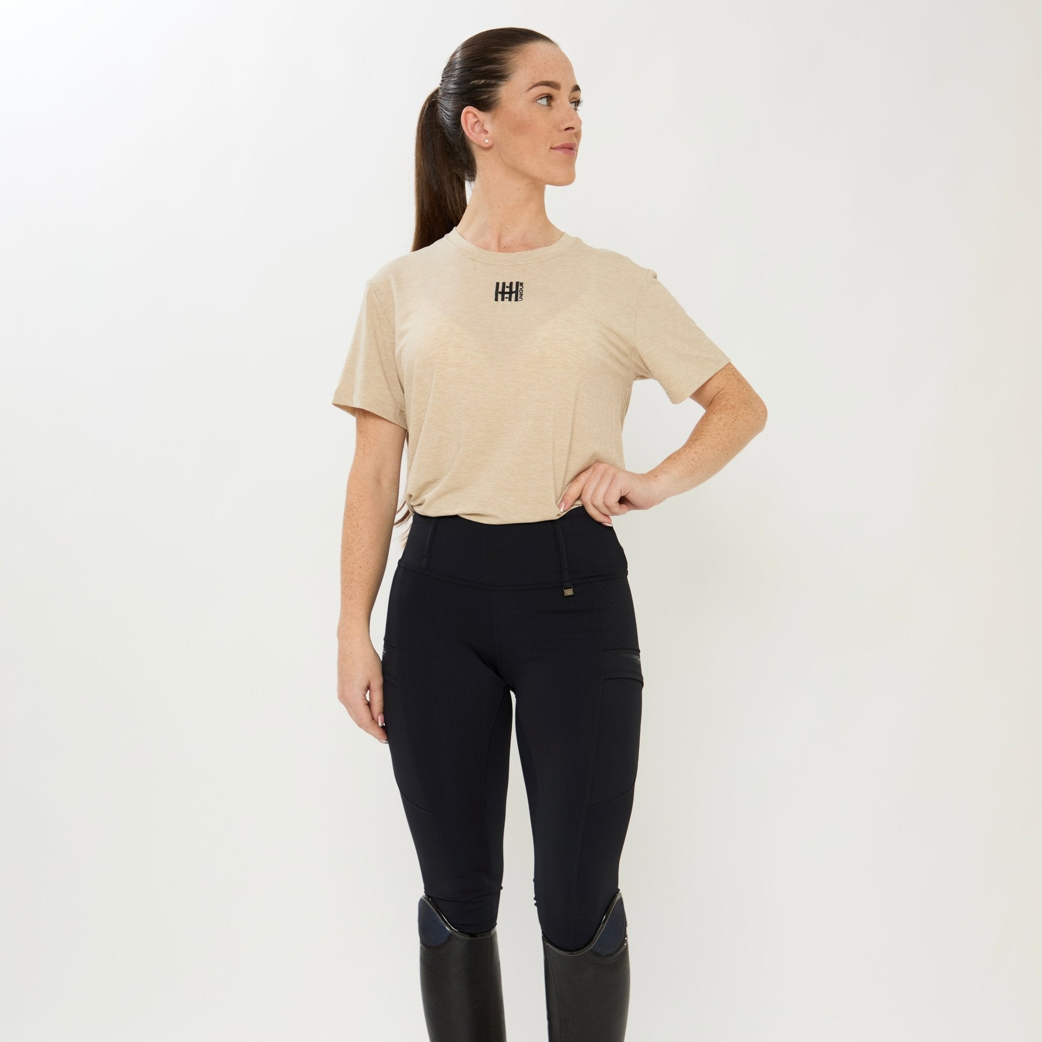 HORZEHOODS® Khaki Cream Merino Mix Basicz Tee - Horzehoods5056725021894