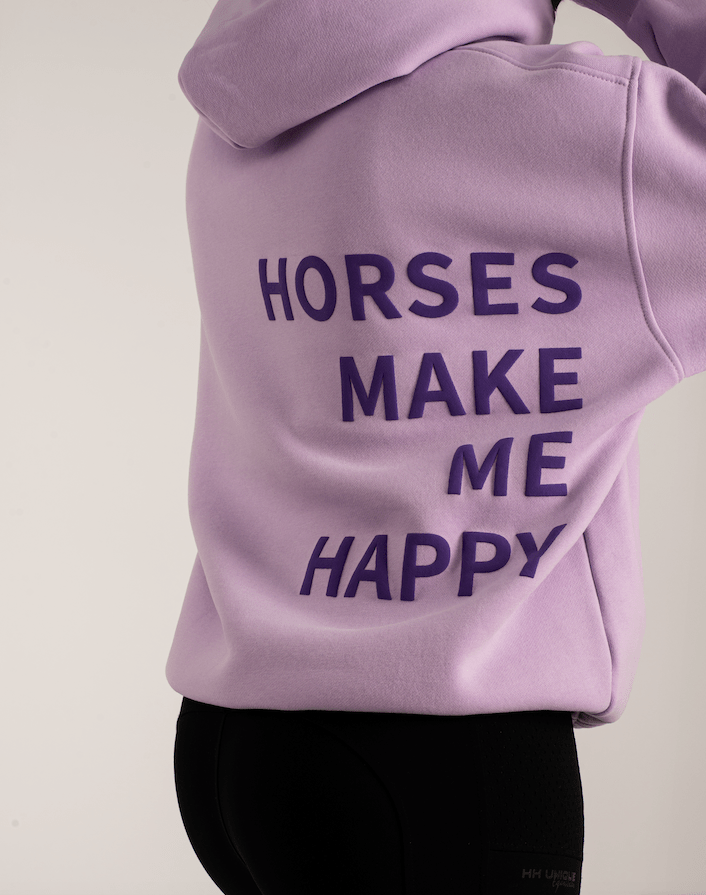 HORZEHOODS® Lilac Basicz Oversized 'Horses make me Happy' Hoodie - Horzehoods5056725025922