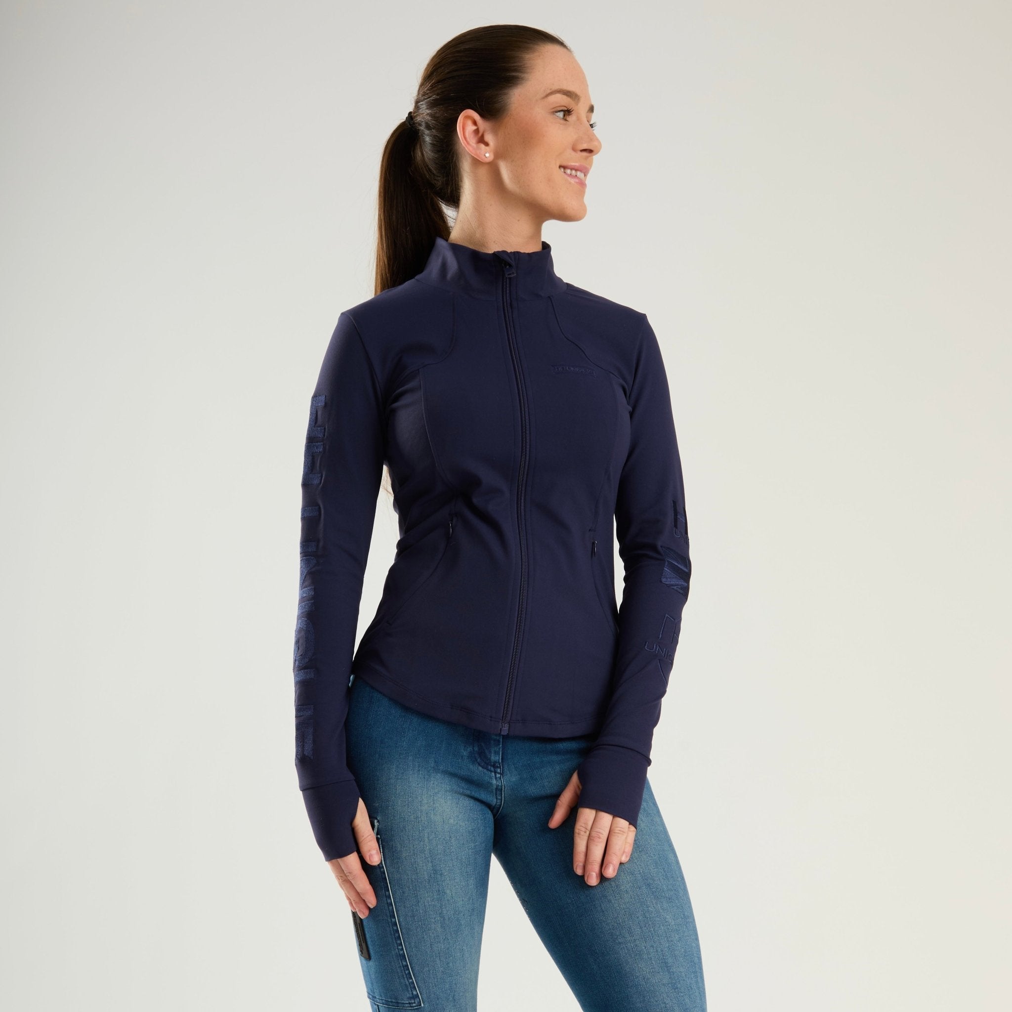 HORZEHOODS® Luxe Performance Training Jacket in Navy - Horzehoods5056725013516