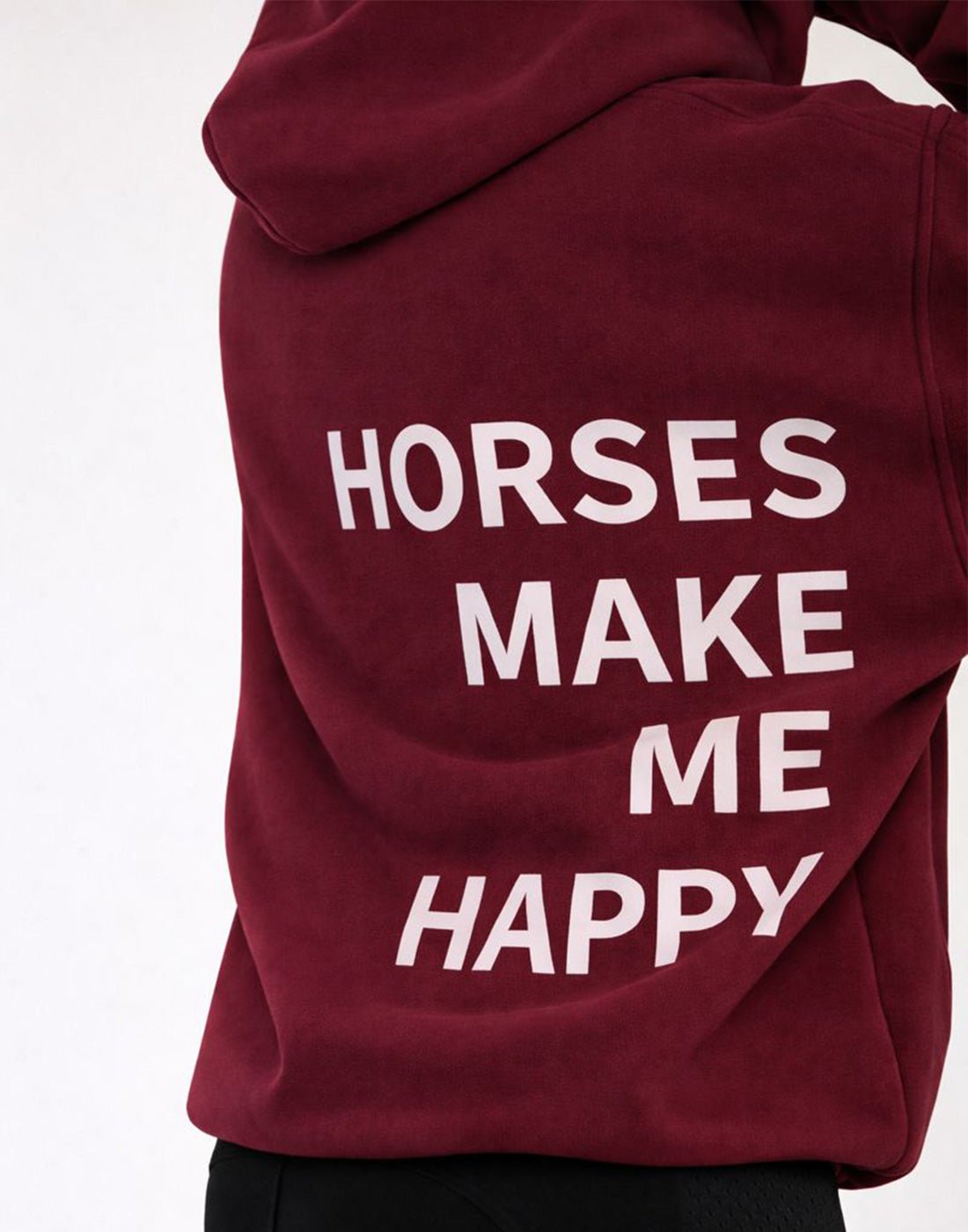 HORZEHOODS® Maroon Basicz Oversized 'Horses make me Happy' Hoodie - Horzehoods5056725026707