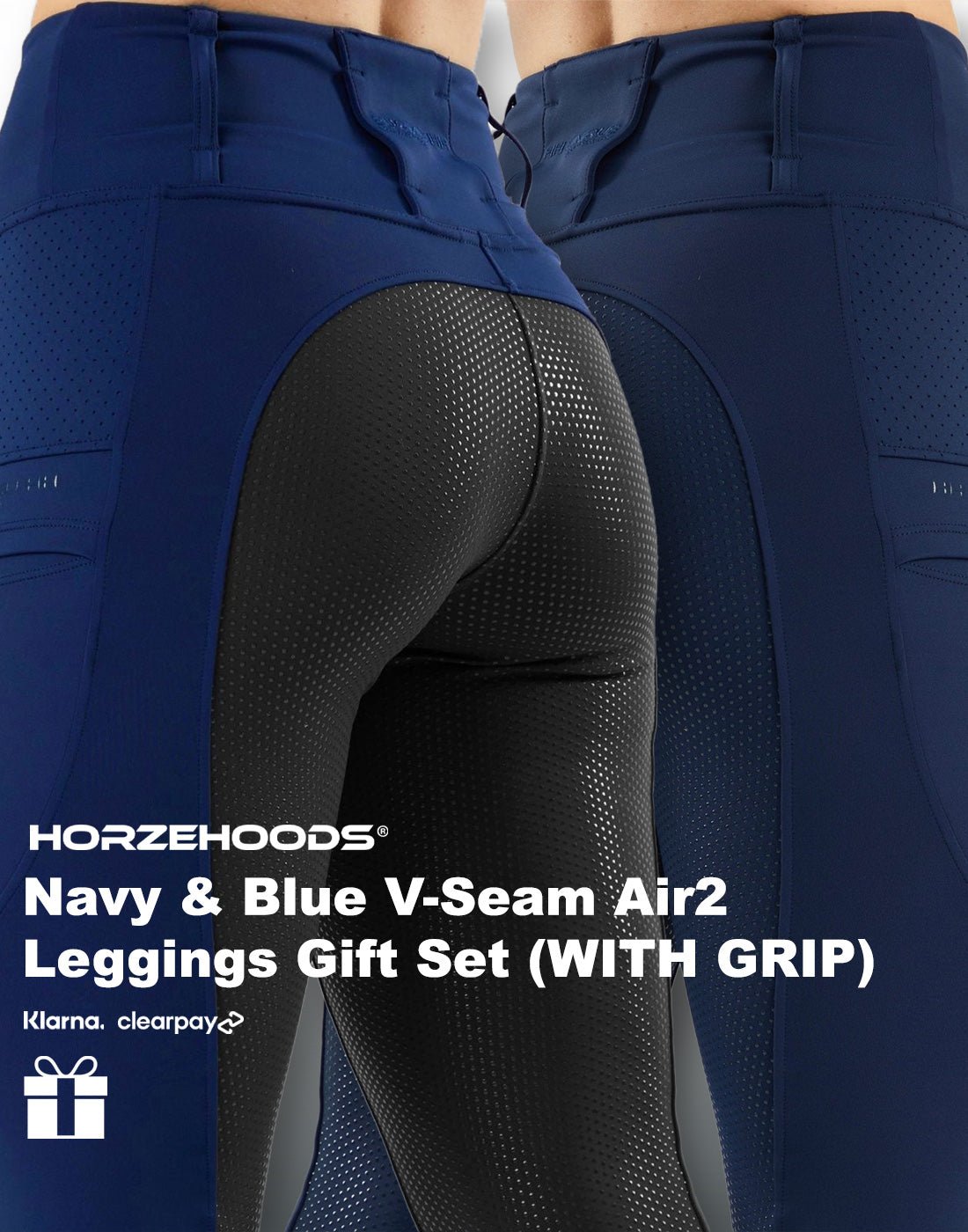 HORZEHOODS® Navy and Blue V - Seam Air2 Leggings (WITH GRIP) Gift Set (Bundle & Save) - Horzehoods