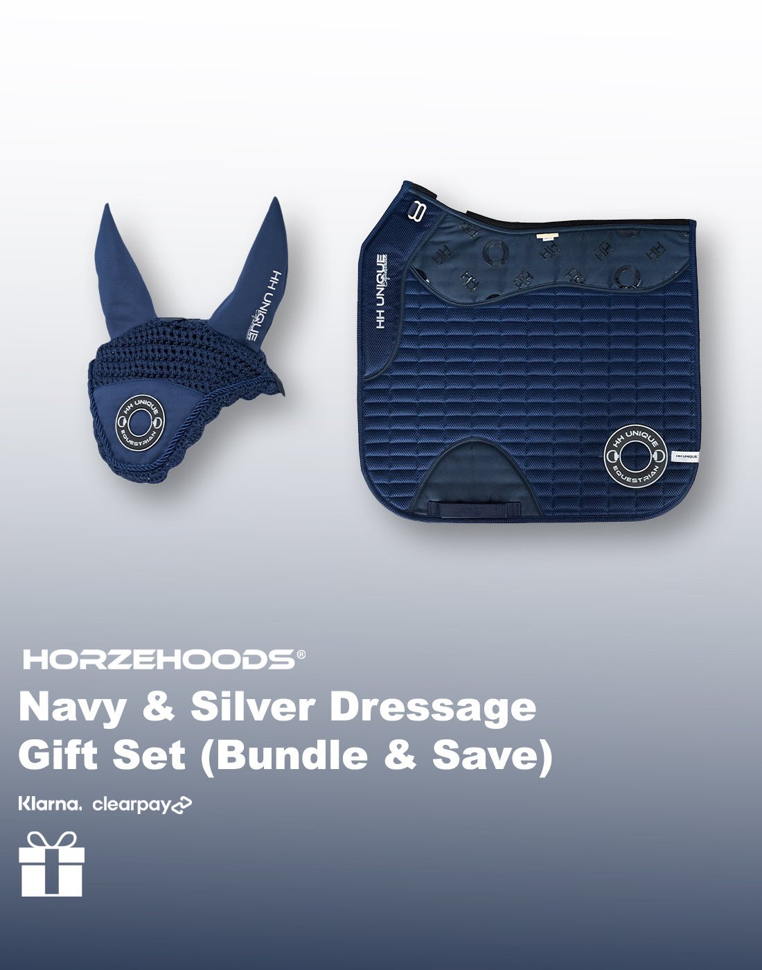 HORZEHOODS® Navy and Silver Dressage Gift Set (Bundle & Save) - Horzehoods