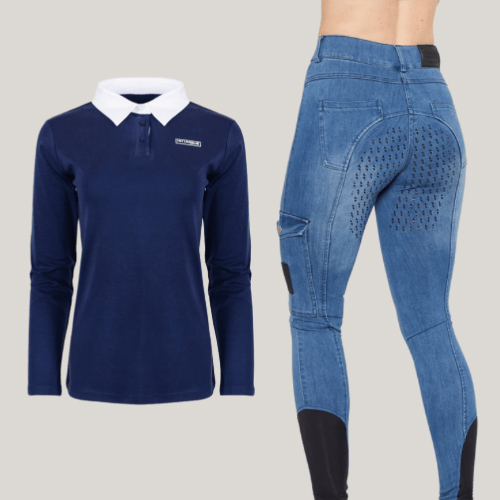 HORZEHOODS® Navy Rugby Shirt and Light Blue Jeggings Gift Set (Bundle & Save) - Horzehoods