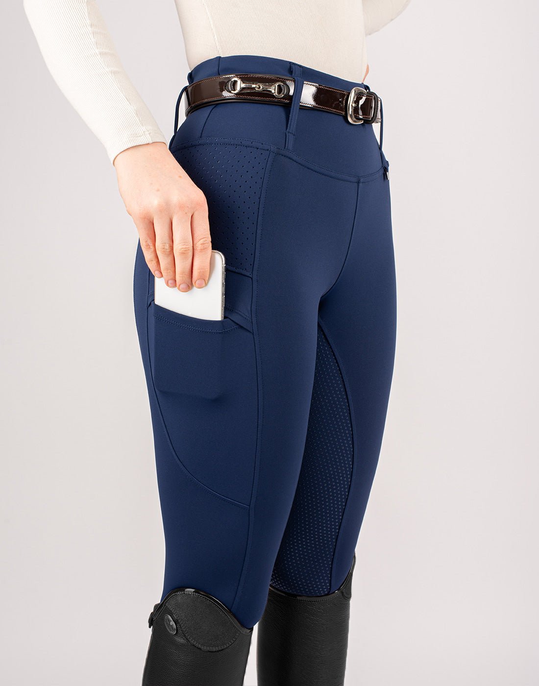HORZEHOODS® Navy V - Seam Air2 Riding Leggings – Breathable Equestrian Tights - Horzehoods5056725014957