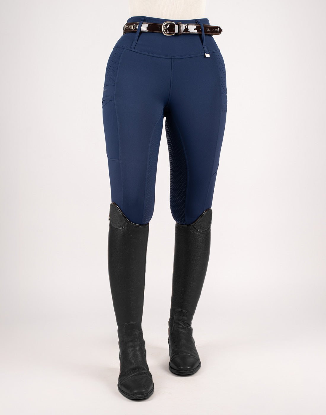 HORZEHOODS® Navy V - Seam Air2 Riding Leggings – Breathable Equestrian Tights - Horzehoods5056725014957