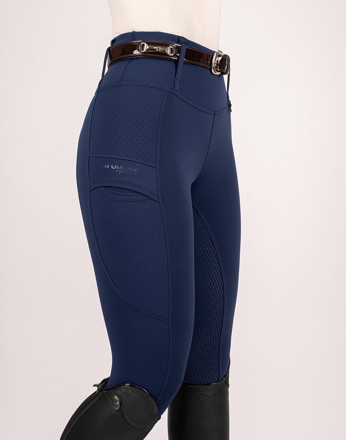 HORZEHOODS® Navy V - Seam Air2 Riding Leggings – Breathable Equestrian Tights - Horzehoods5056725014957