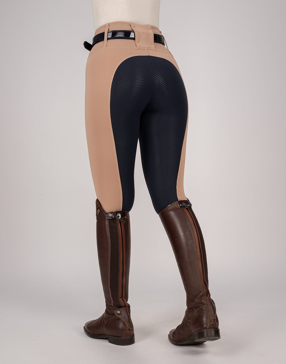 HORZEHOODS® Oatmeal Beige Navy Competition Leggings - Horzehoods5056725006280