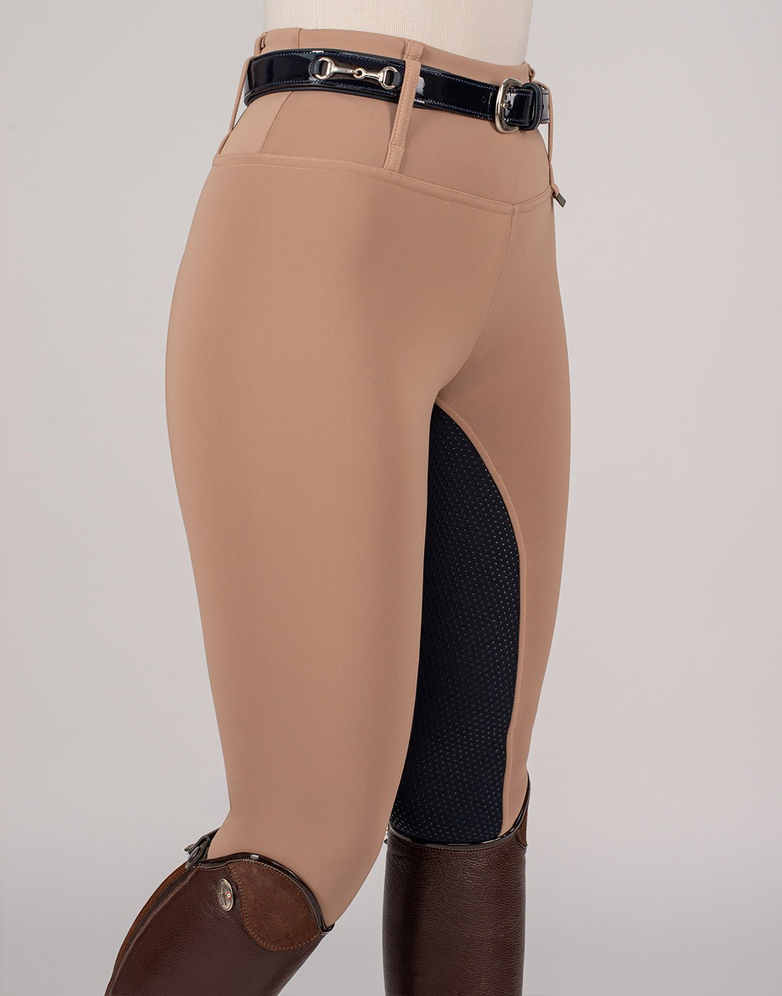 HORZEHOODS® Oatmeal Beige Navy Competition Leggings - Horzehoods5056725006280
