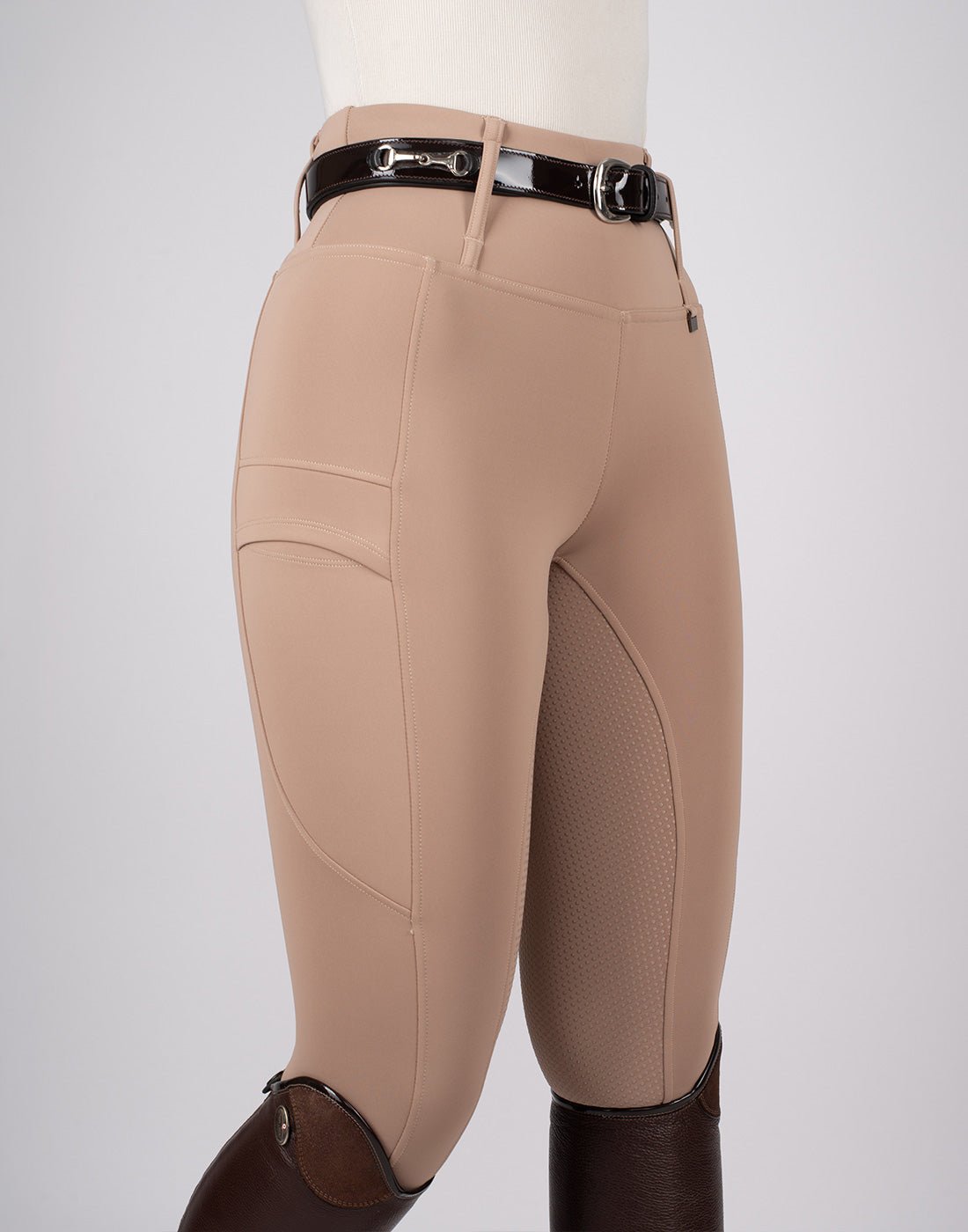 HORZEHOODS® Oatmeal Luxe Quick Dry ContraFlex Leggings - With Pocket - Horzehoods5056725016692