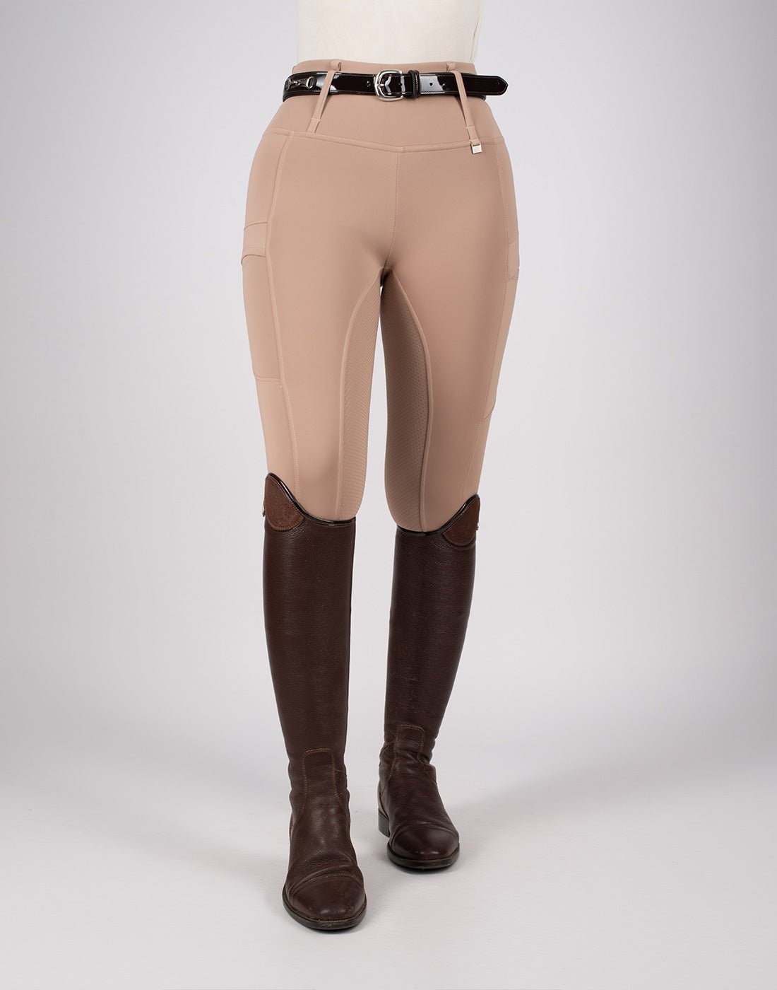 HORZEHOODS® Oatmeal Luxe Quick Dry ContraFlex Leggings - With Pocket - Horzehoods5056725016692