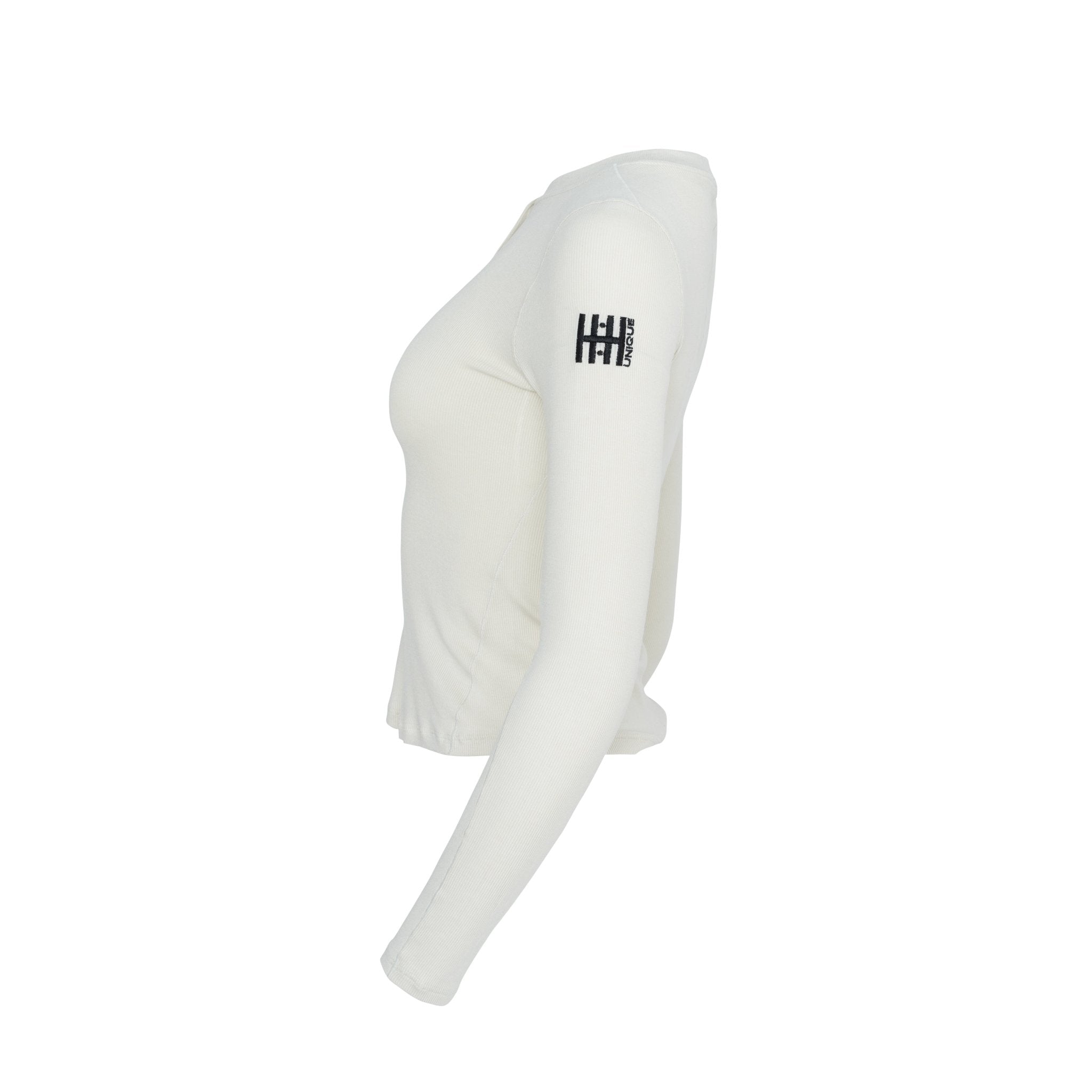 HORZEHOODS® Off - White Soft Buttoned Basicz Long Sleeve Top - Horzehoods5056725022143