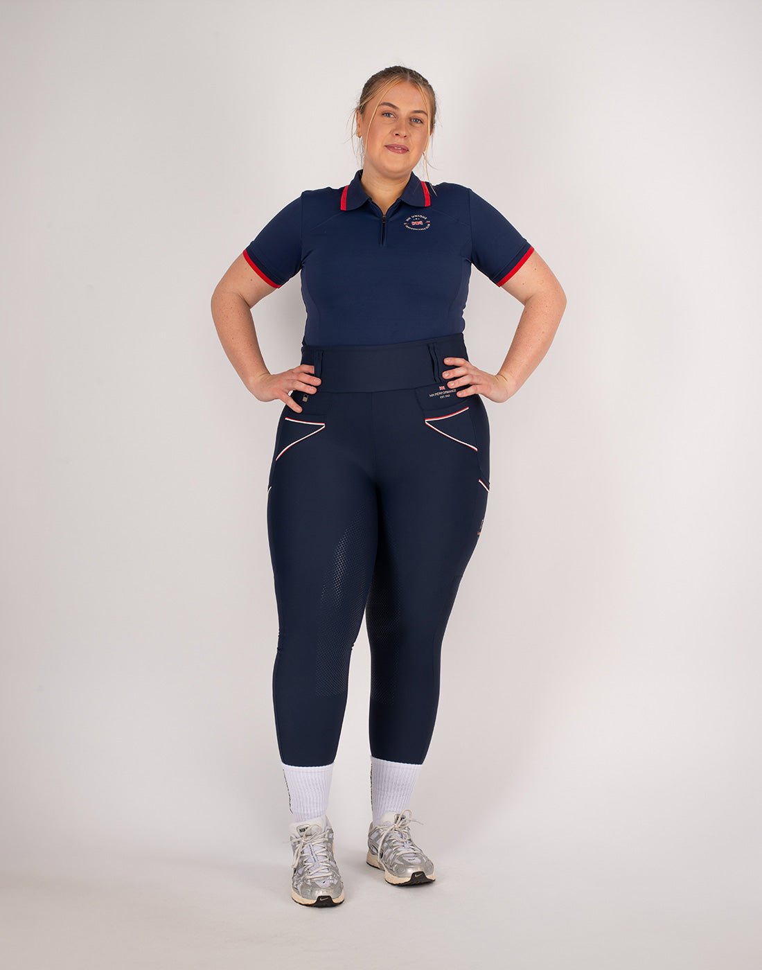 HORZEHOODS® Performance Club Navy High Waist Breggings - Horzehoods5056725027360