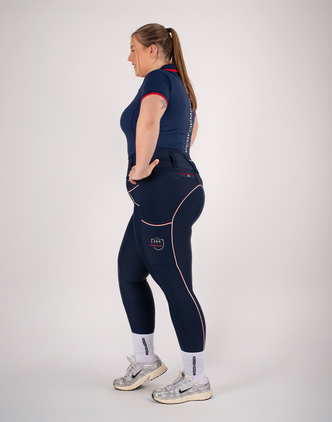 HORZEHOODS® Performance Club Navy High Waist Breggings - Horzehoods5056725027360