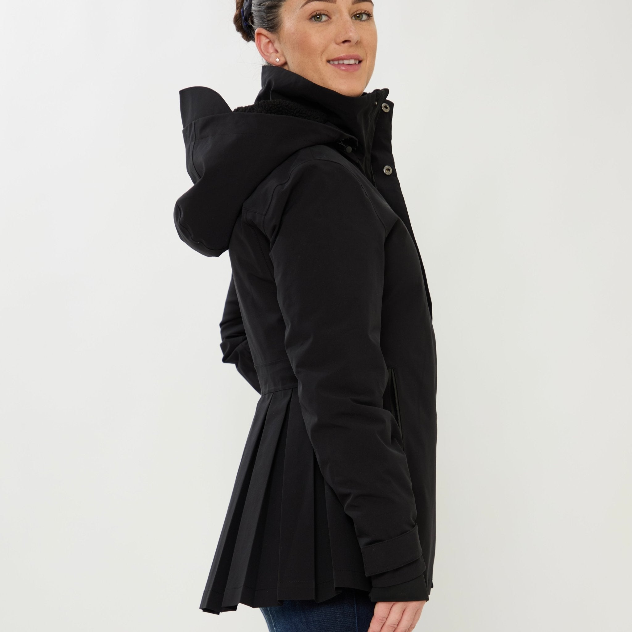 HORZEHOODS® ProPleat Black Waterproof Coat - Horzehoods