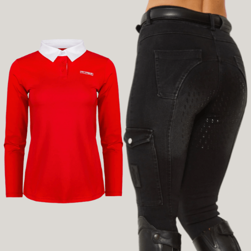 HORZEHOODS® Red Rugby Shirt and Black Jeggings Gift Set (Bundle & Save) - Horzehoods