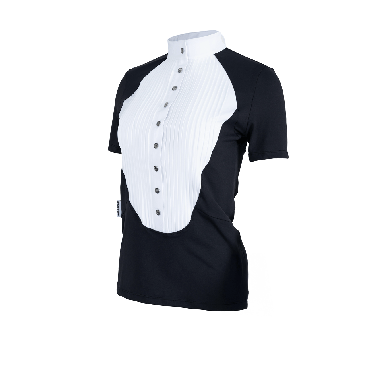 HORZEHOODS® Short Sleeve Classic Neck Tudor Competition Shirt – Black/White Contrast - Horzehoods5056725023348