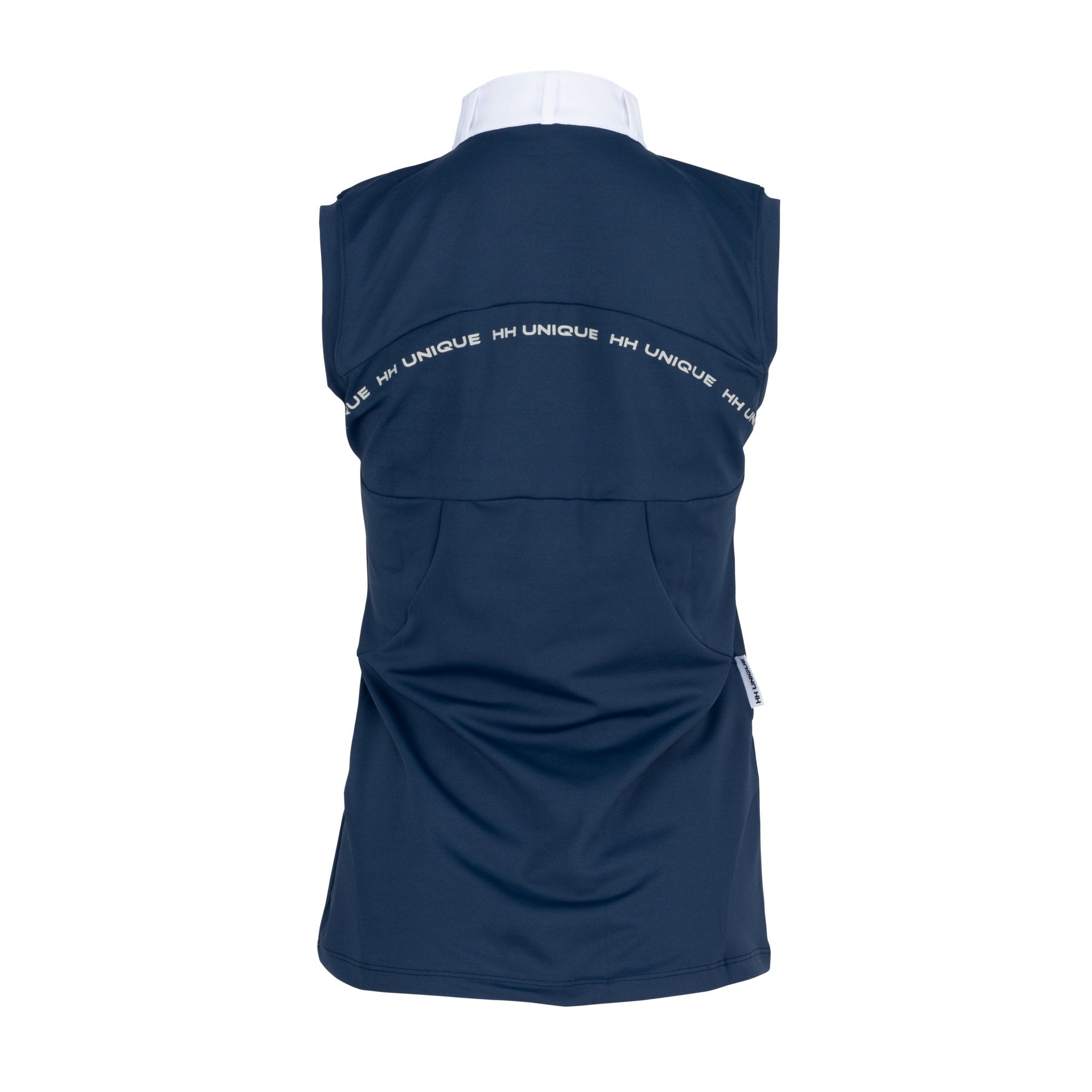 HORZEHOODS® Sleeveless Classic Neck Tudor Competition Shirt – Navy/White Contrast - Horzehoods5056725017057
