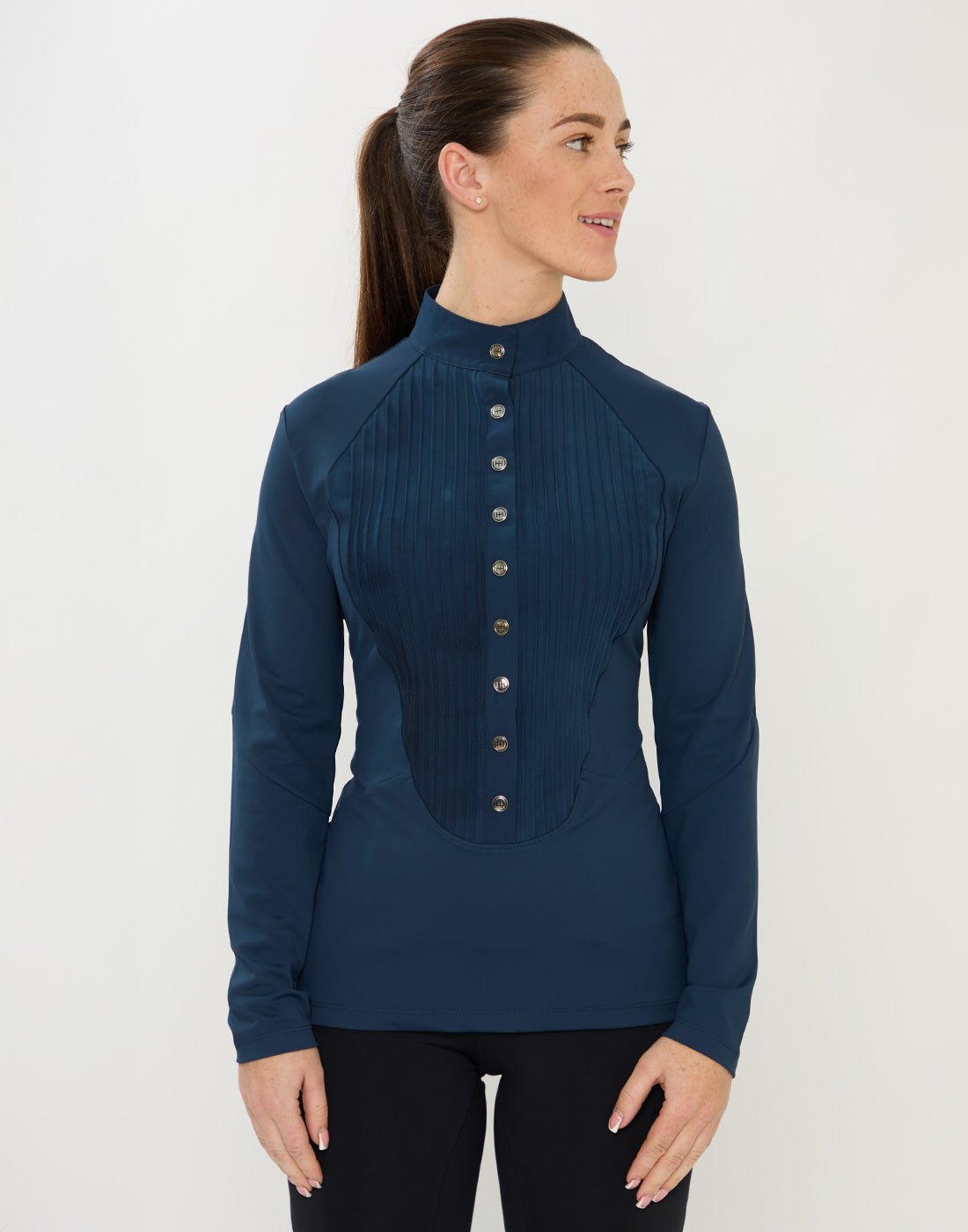 HORZEHOODS® Tabatha Navy & Silver Long Sleeve Training Shirt - Horzehoods5056725020231