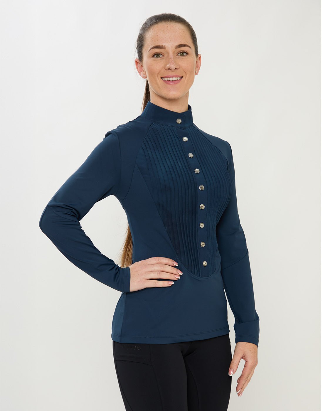 HORZEHOODS® Tabatha Navy & Silver Long Sleeve Training Shirt - Horzehoods5056725020231
