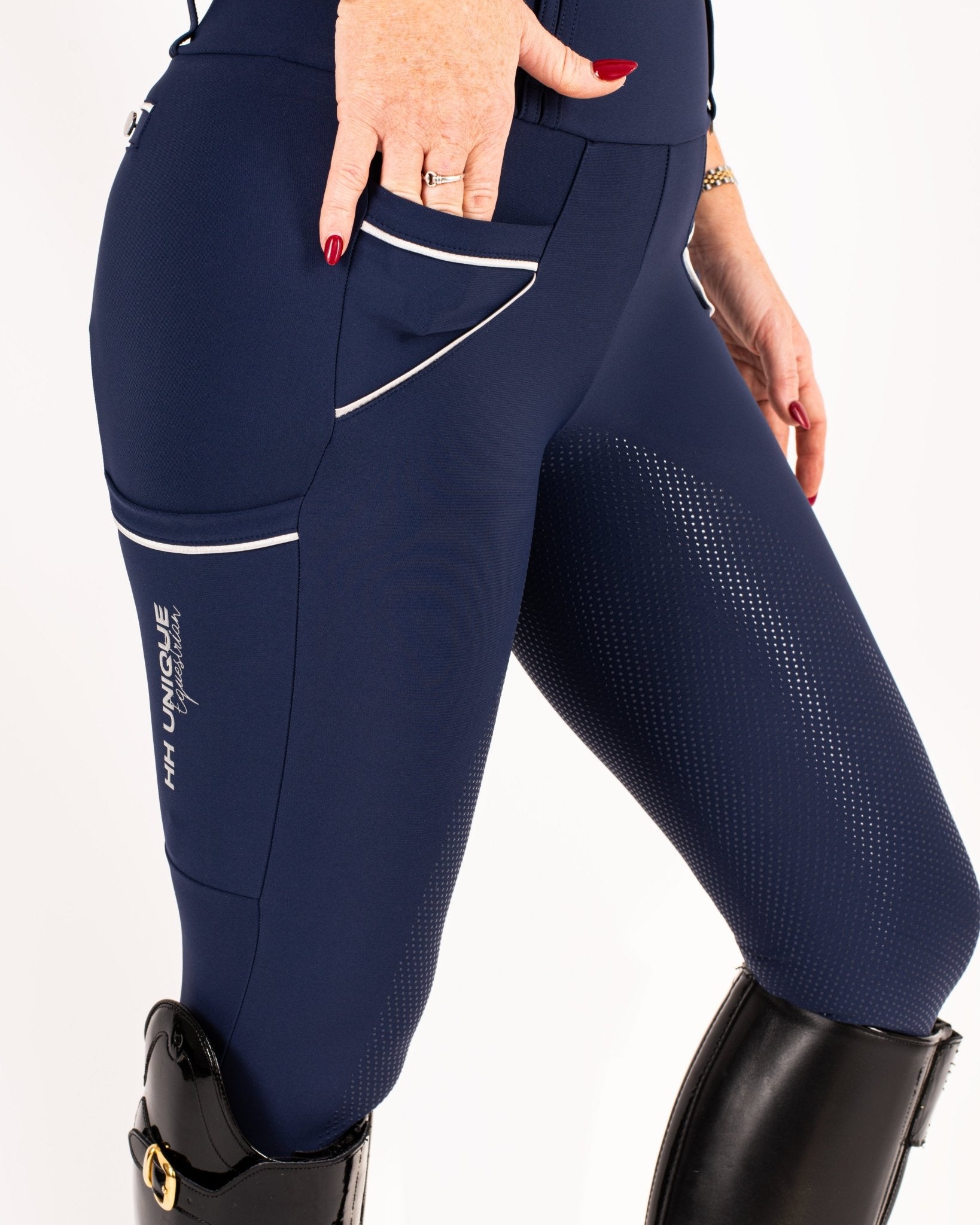 HORZEHOODS® Tabatha Navy & Silver Tech Breggings IN STOCK - Horzehoods5056725020675