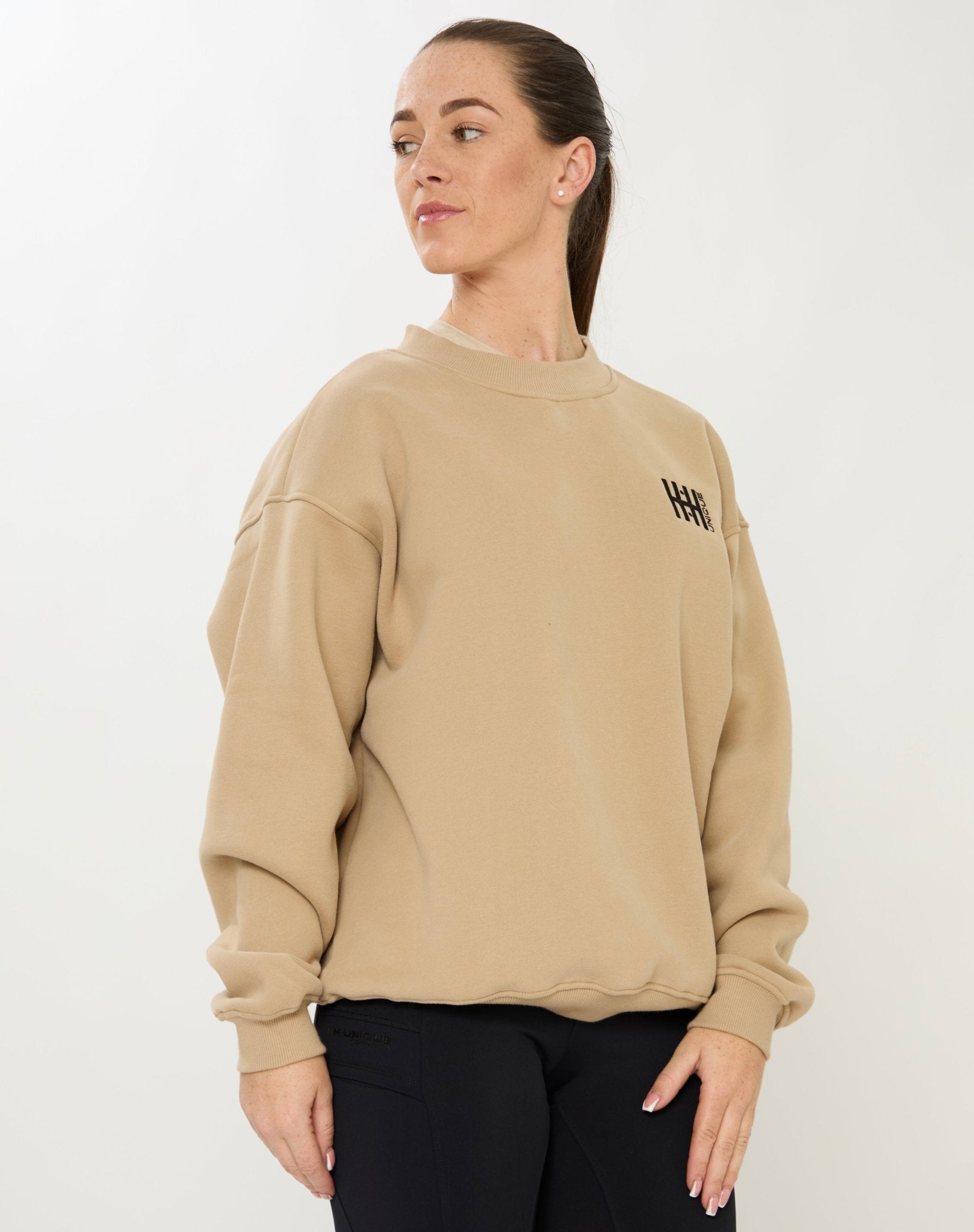 HORZEHOODS® Taupe Basicz Oversized Cotton Crew - Horzehoods5056725021122