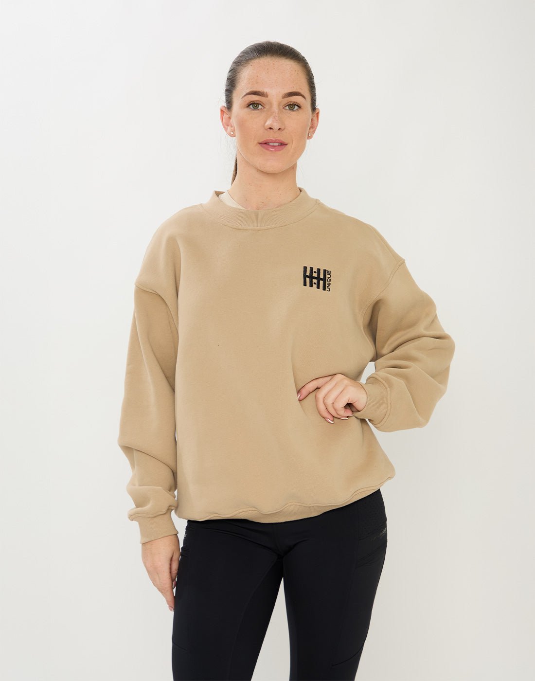 HORZEHOODS® Taupe Basicz Oversized Cotton Crew - Horzehoods5056725021122