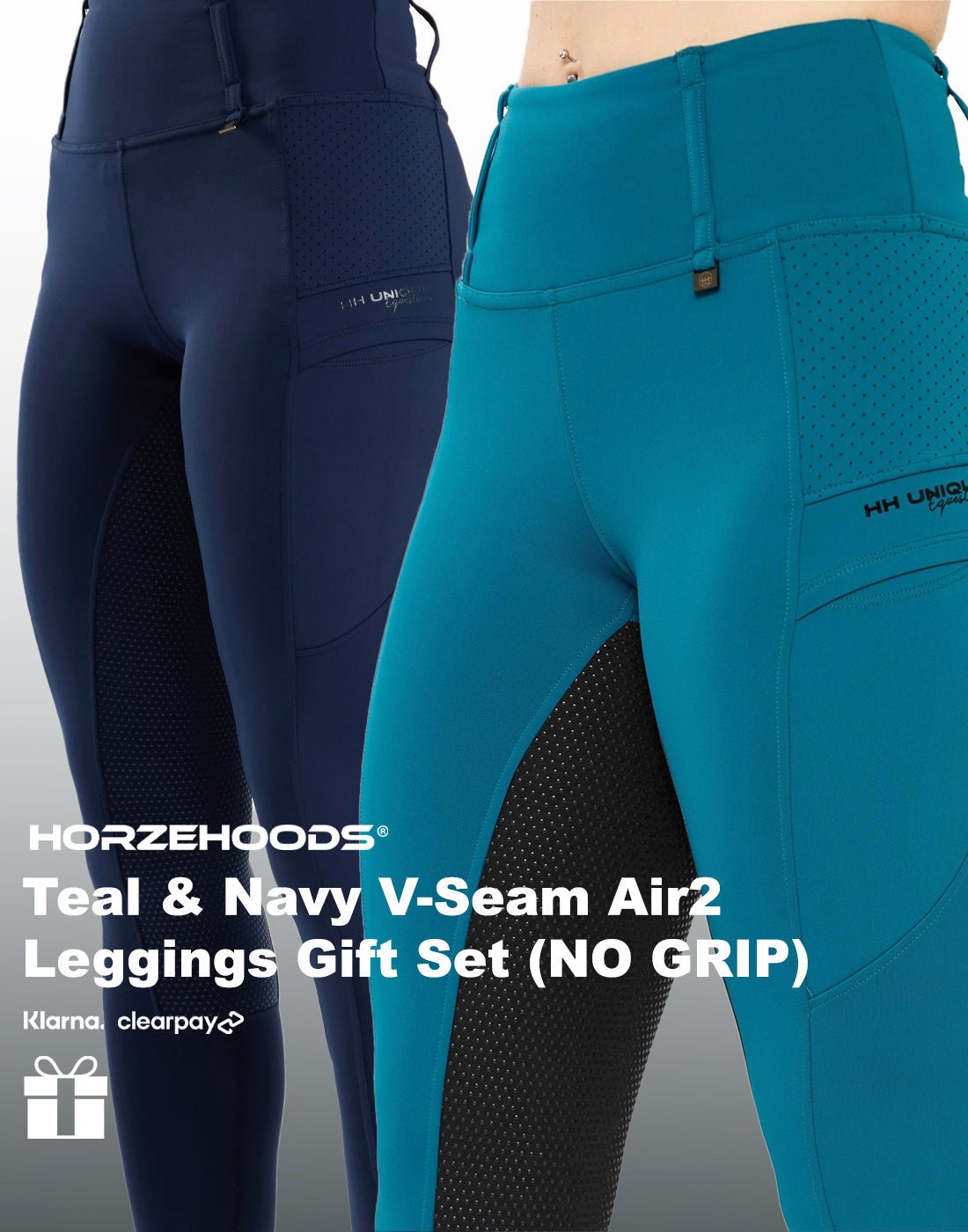 HORZEHOODS® Teal and Navy V - Seam Air2 Leggings Gift Set (NO GRIP)(Bundle & Save) - Horzehoods