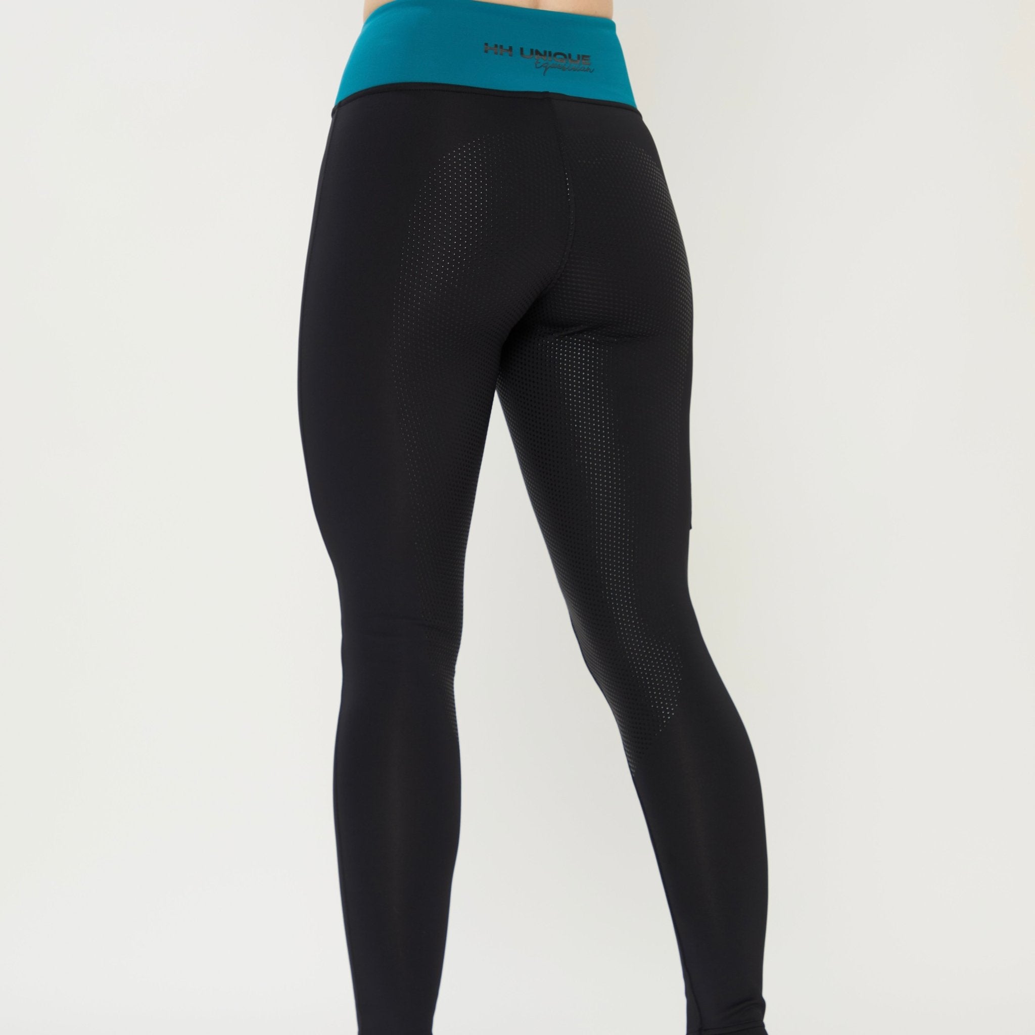 HORZEHOODS® V - Twist Black & Teal Comfort Waist Leggings (Pre - Order 6/10) - Horzehoods5056725023522