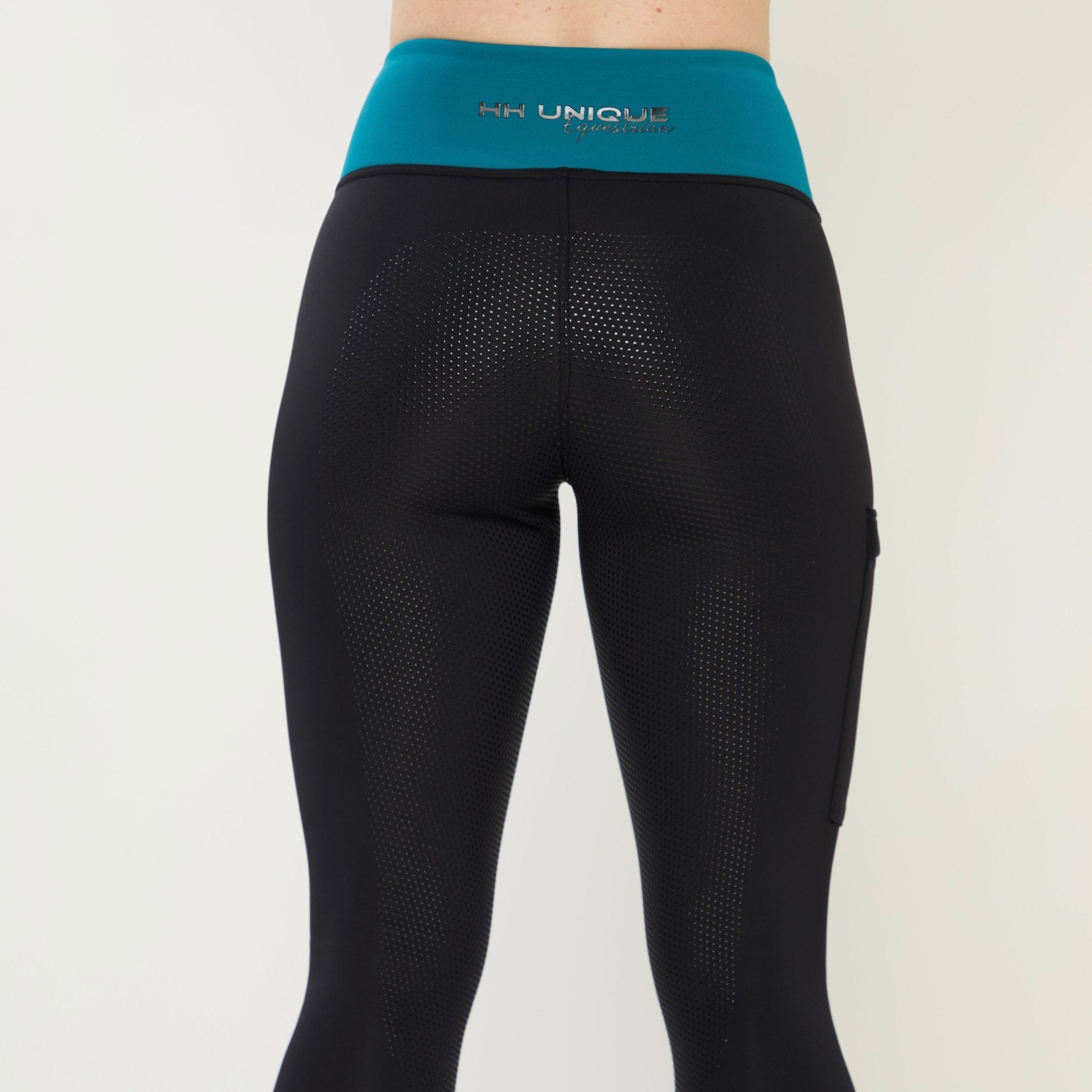HORZEHOODS® V - Twist Black & Teal Comfort Waist Leggings (Pre - Order 6/10) - Horzehoods5056725023522