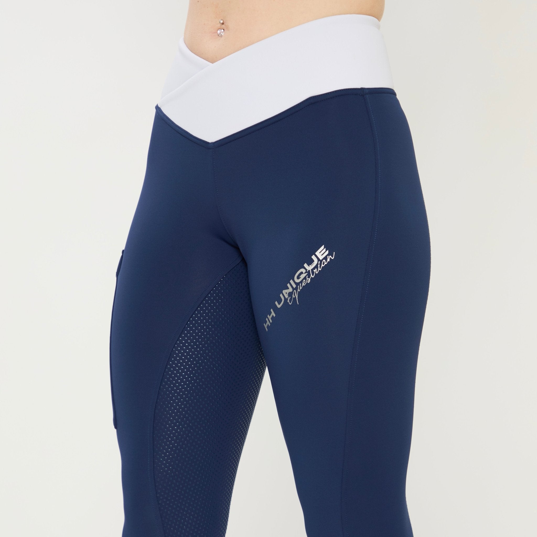HORZEHOODS® V - Twist Navy & Silver Comfort Waist Leggings (Pre - Order 6/10) - Horzehoods5056725024024