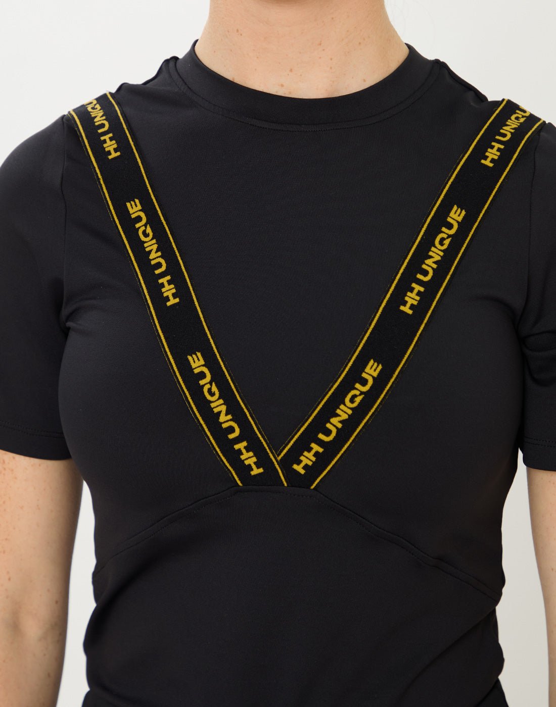 HORZEHOODS® VeeTee Black & Gold Short Sleeve Comfort Stretch Top - Horzehoods5056725024666