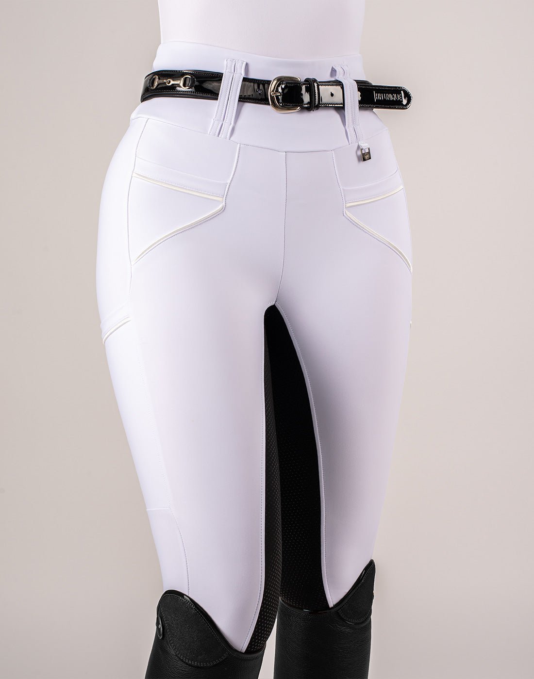 HORZEHOODS® White & Black Competition Tabatha Tech Breggings - Horzehoods5056725027896