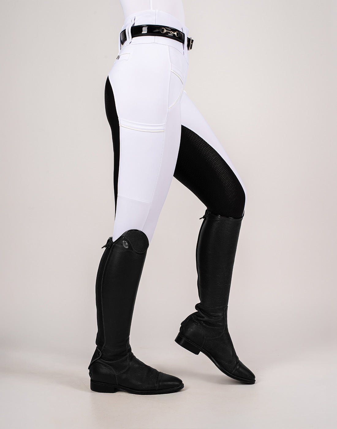 HORZEHOODS® White & Black Competition Tabatha Tech Breggings - Horzehoods5056725027896