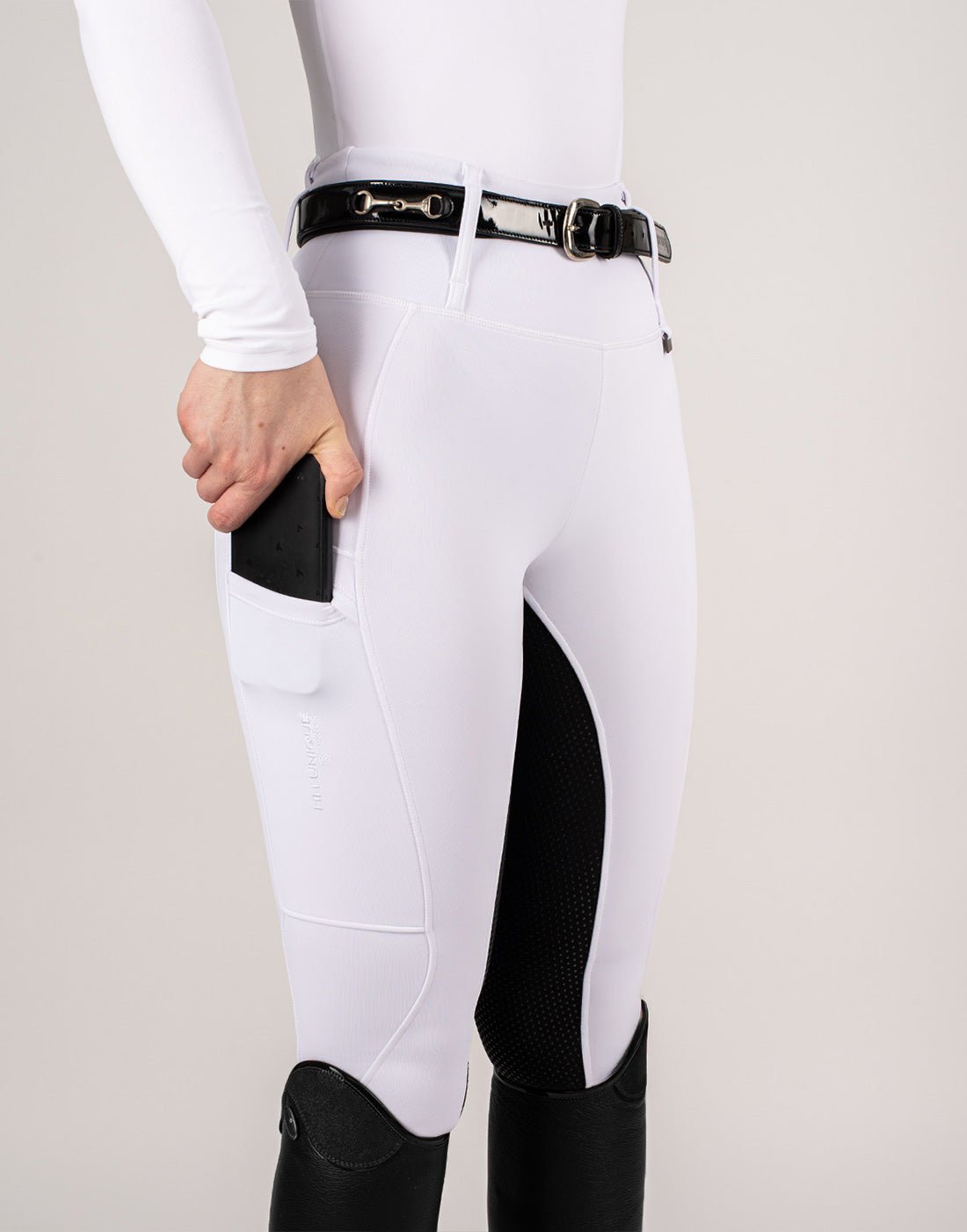 HORZEHOODS® White & Black Seat Competition Leggings | Riding Tights - Horzehoods5056725001599