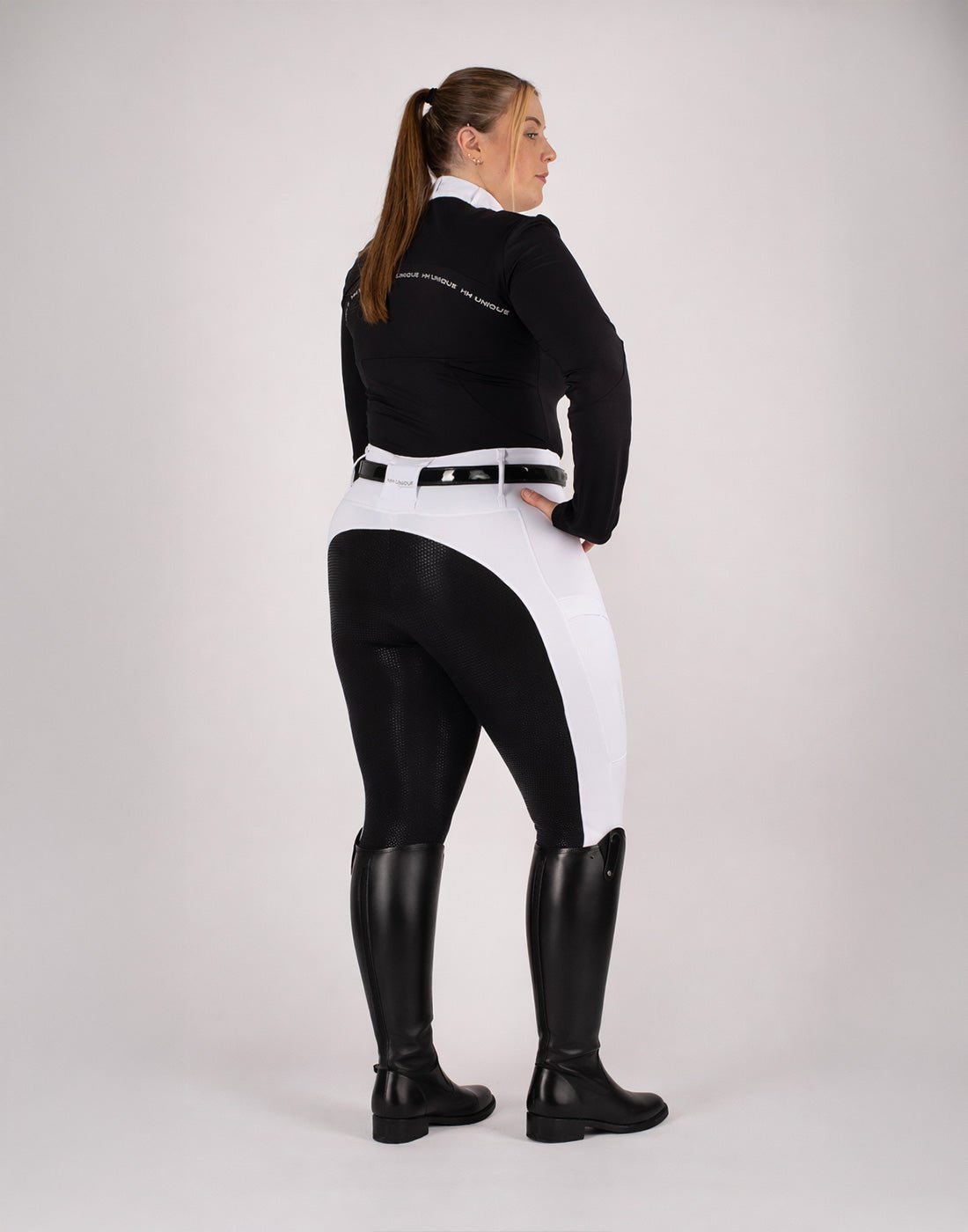 HORZEHOODS® White & Black Seat Competition Leggings | Riding Tights - Horzehoods5056725001599