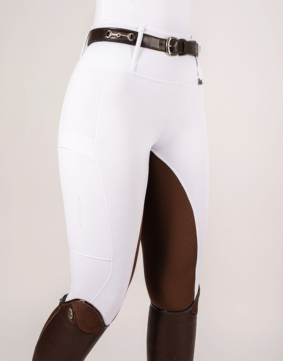 HORZEHOODS® White & Brown Competition Leggings | Riding Tights