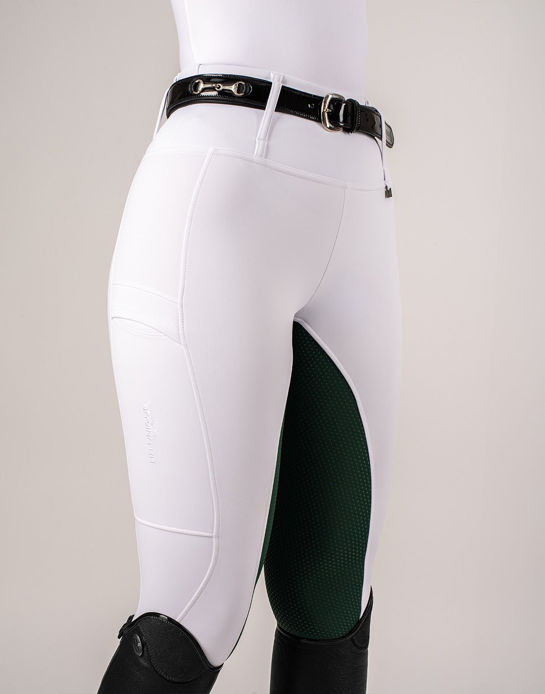 HORZEHOODS® White & Green Competition Leggings | Riding Tights - Horzehoods5056725026004