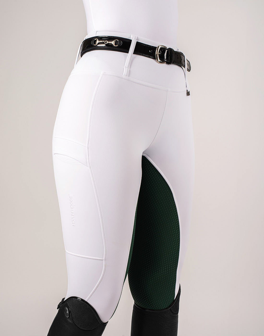 HORZEHOODS® White & Green Competition Leggings | Riding Tights