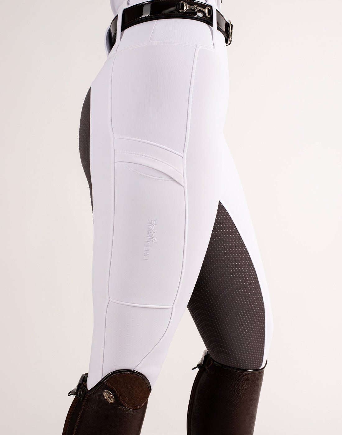 HORZEHOODS® White Grey Competition Leggings - Horzehoods5060521422564
