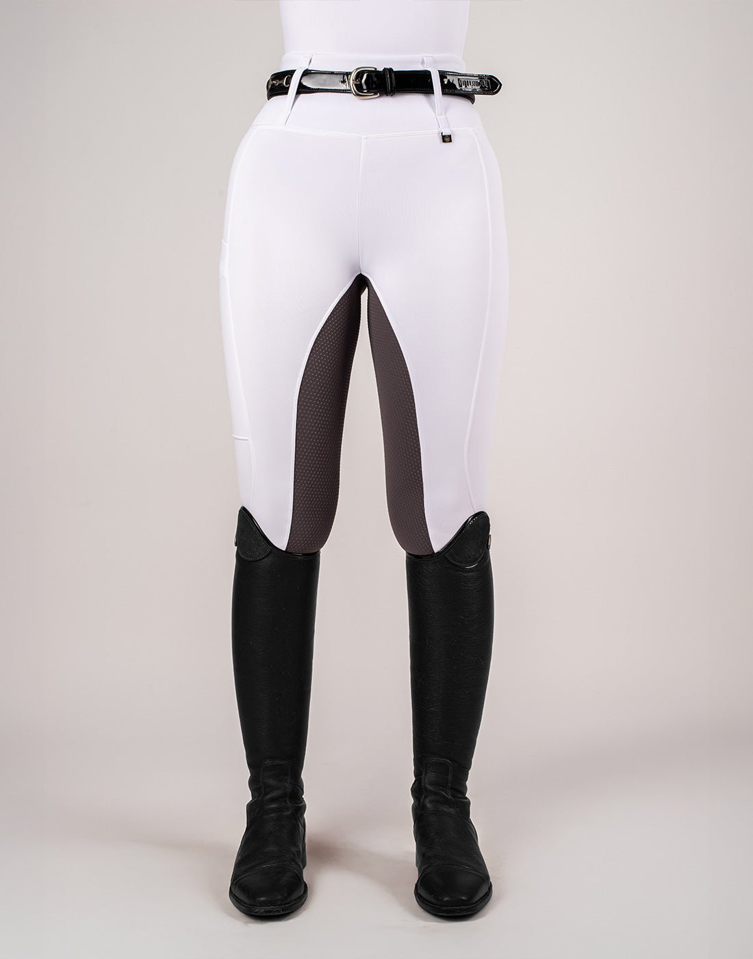 HORZEHOODS® White Grey Competition Leggings - Horzehoods5060521420294