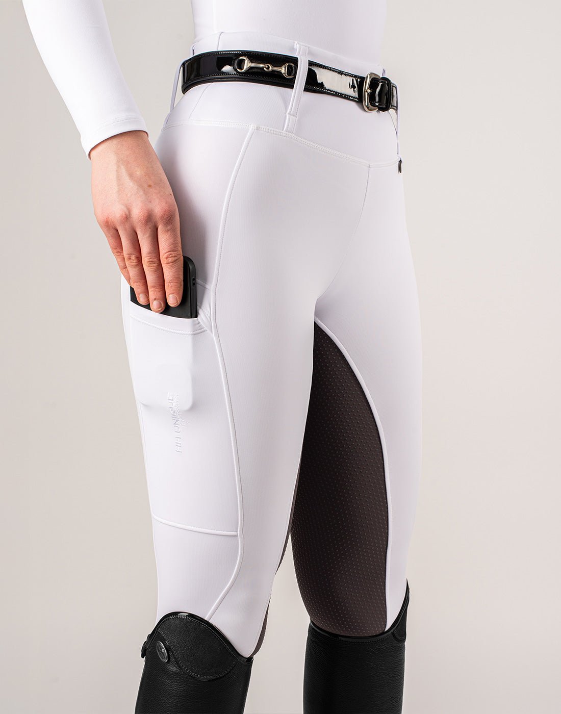 HORZEHOODS® White Grey Competition Leggings - Horzehoods5060521420294