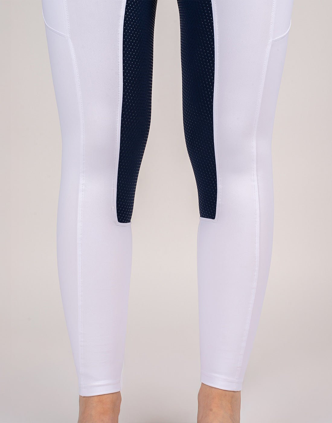 HORZEHOODS® White Navy Seat V - Seam Air2 Competition Leggings - Horzehoods5056725017897