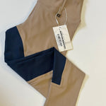 Oatmeal Beige Navy Competition Leggings - Horzehoods5056725006280