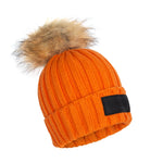 Orange Ribbed Pom Knit Hat - Horzehoods5056725009625