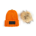 Orange Ribbed Pom Knit Hat - Horzehoods5056725009625