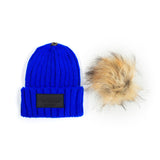 Royal Blue Ribbed Pom Knit Hat - Horzehoods5056725009670