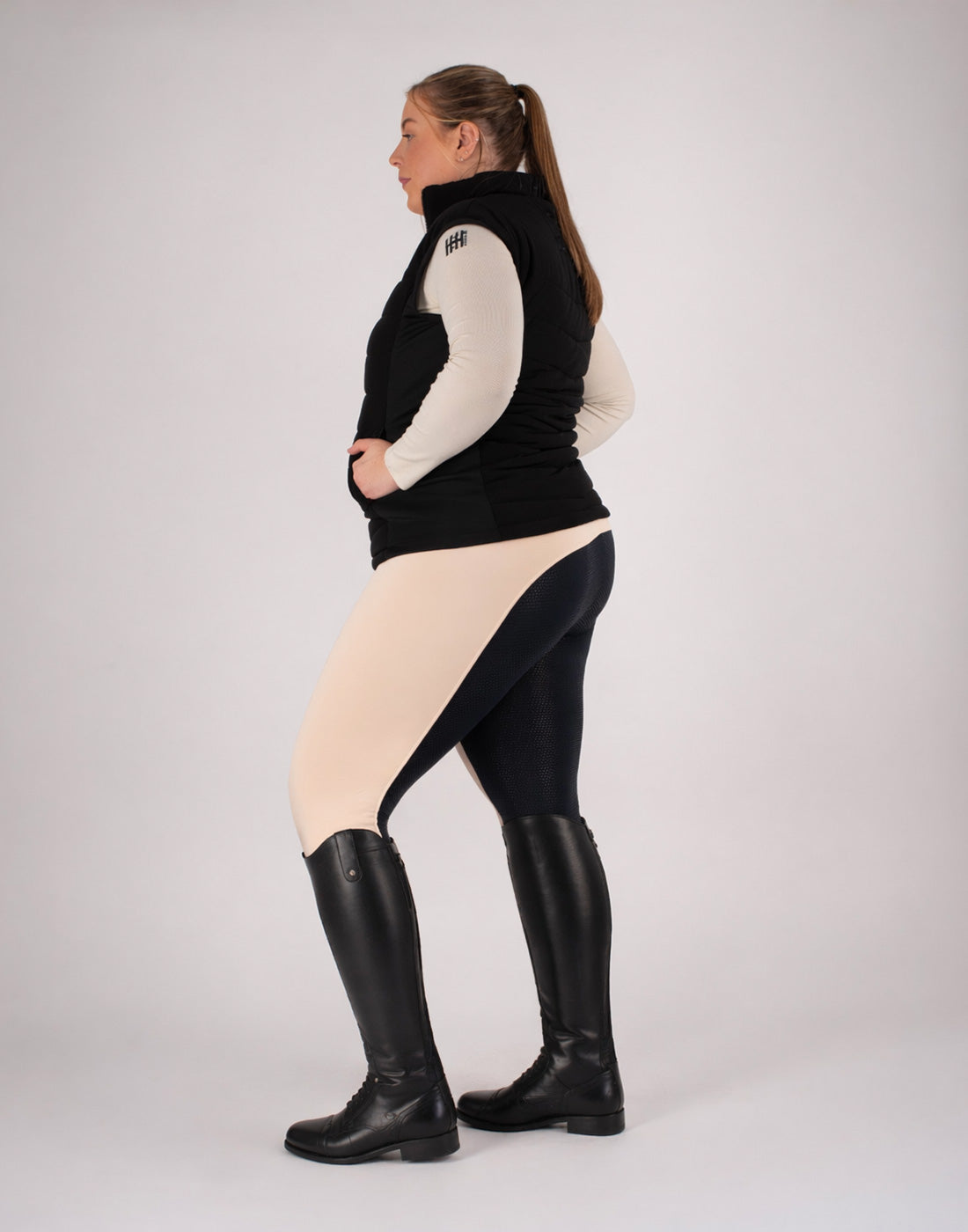 HORZEHOODS® Vanilla Navy Contrast Seat Competition Leggings
