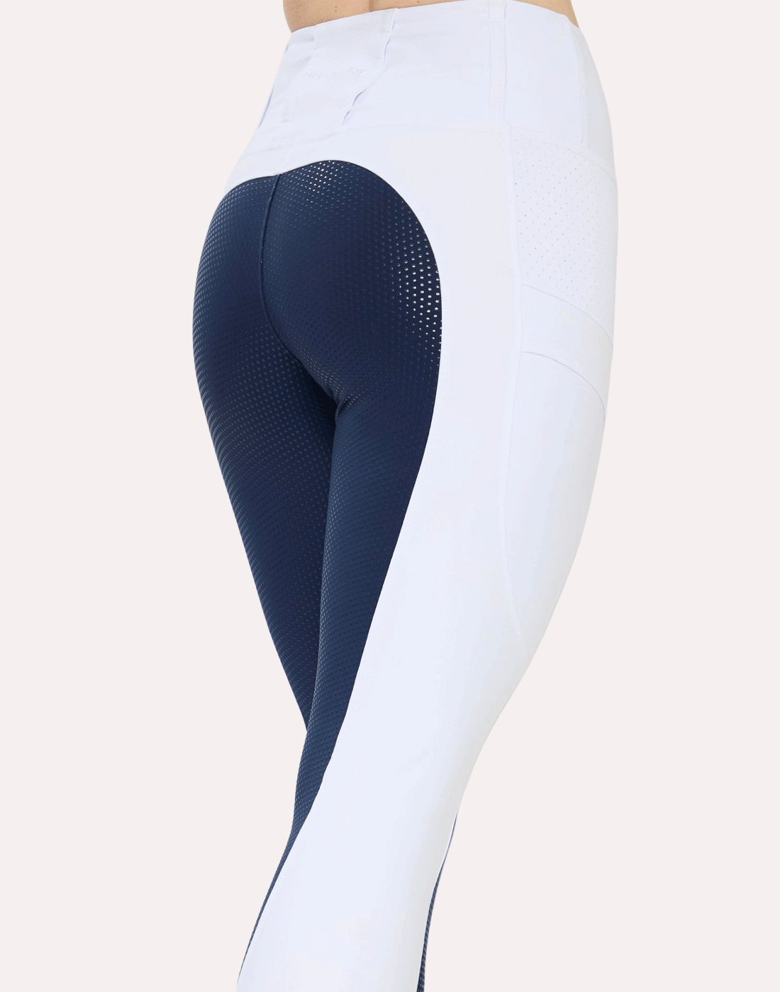 HORZEHOODS® White Navy Seat V-Seam Air2 Competition Leggings